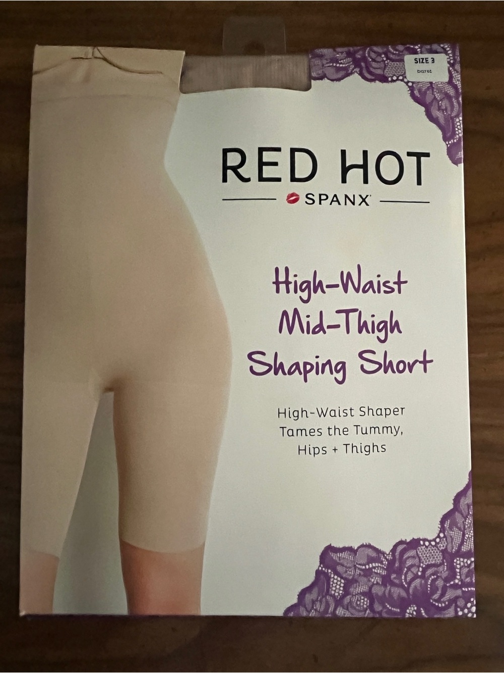 Red Hot SPANX High Waist Mid-Thigh Shaping Short Bare Sz 3